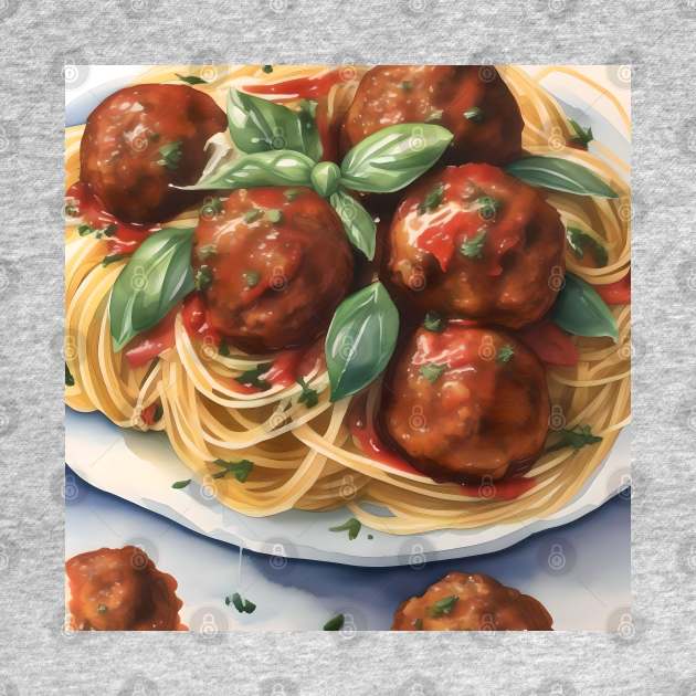 National Spaghetti Day - January 4 - Watercolor by Oldetimemercan